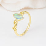 Vintage Marquise Cut Ornate Scroll Design Fire Opal Engagement Ring - Additional view