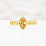 Vintage Marquise Cut Ornate Scroll Design Citrine Engagement Ring - Additional view
