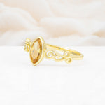 Vintage Marquise Cut Ornate Scroll Design Citrine Engagement Ring - Additional view