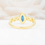 Vintage Marquise Cut Ornate Scroll Design Turquoise Engagement Ring - Additional view
