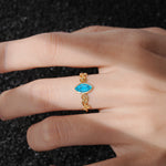 Vintage Marquise Cut Ornate Scroll Design Turquoise Engagement Ring - Additional view