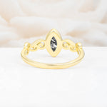 Vintage Marquise Cut Ornate Scroll Design Black Rutilated Quartz Engagement Ring - Additional view