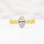 Vintage Marquise Cut Ornate Scroll Design Lab Diamond Engagement Ring - Additional view