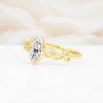 Vintage Marquise Cut Ornate Scroll Design Lab Diamond Engagement Ring - Additional view