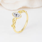 Vintage Marquise Cut Ornate Scroll Design Lab Diamond Engagement Ring - Additional view