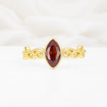 Vintage Marquise Cut Ornate Scroll Design Garnet Engagement Ring - Additional view