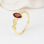 Vintage Marquise Cut Ornate Scroll Design Garnet Engagement Ring - Additional view