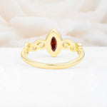Vintage Marquise Cut Ornate Scroll Design Garnet Engagement Ring - Additional view