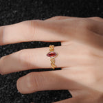 Vintage Marquise Cut Ornate Scroll Design Garnet Engagement Ring - Additional view