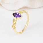 Vintage Marquise Cut Ornate Scroll Design Amethyst Engagement Ring - Additional view