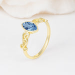 Vintage Marquise Cut Ornate Scroll Design Aquamarine Engagement Ring - Additional view