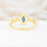 Vintage Marquise Cut Ornate Scroll Design Aquamarine Engagement Ring - Additional view