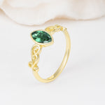 Vintage Marquise Cut Ornate Scroll Design Emerald Engagement Ring - Additional view