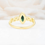 Vintage Marquise Cut Ornate Scroll Design Emerald Engagement Ring - Additional view