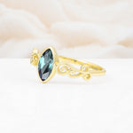 Vintage Marquise Cut Ornate Scroll Design Alexandrite Engagement Ring - Additional view