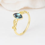 Vintage Marquise Cut Ornate Scroll Design Alexandrite Engagement Ring - Additional view