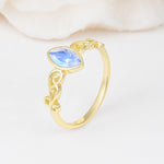 Vintage Marquise Cut Ornate Scroll Design Moonstone Engagement Ring - Additional view