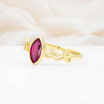 Vintage Marquise Cut Ornate Scroll Design Ruby Engagement Ring - Additional view