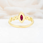 Vintage Marquise Cut Ornate Scroll Design Ruby Engagement Ring - Additional view