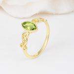 Vintage Marquise Cut Ornate Scroll Design Peridot Engagement Ring - Additional view