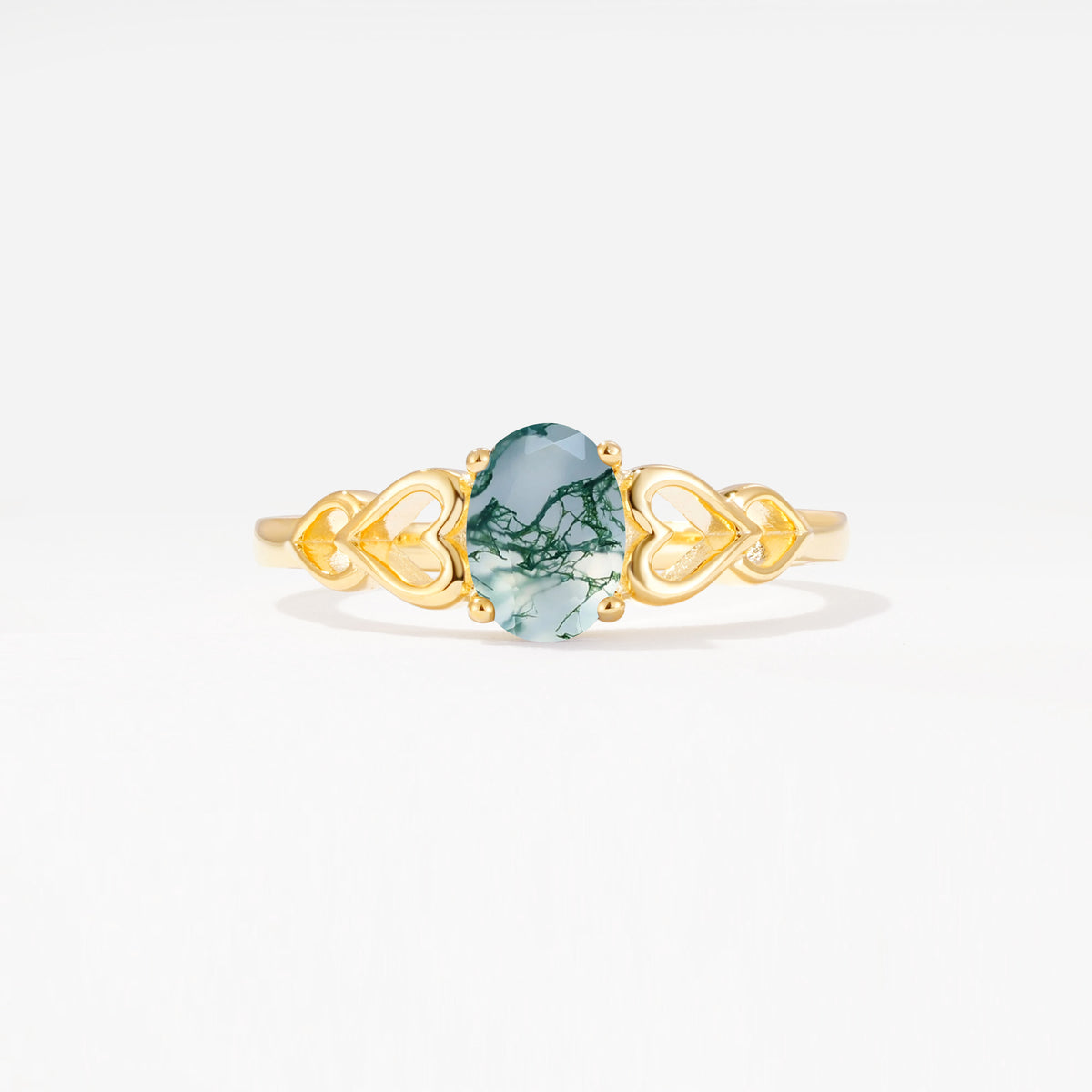 SR11911 Moss Agate Ring - Yellow-Gold