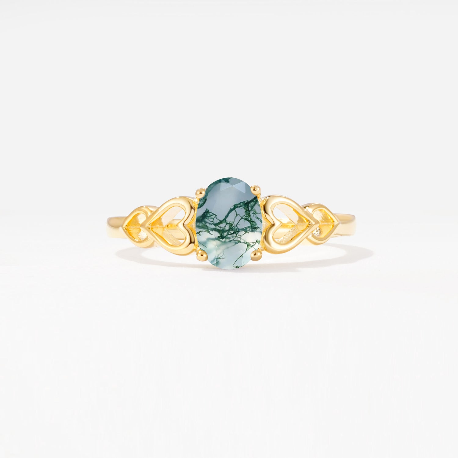 SR11911 Moss Agate Ring - Yellow-Gold