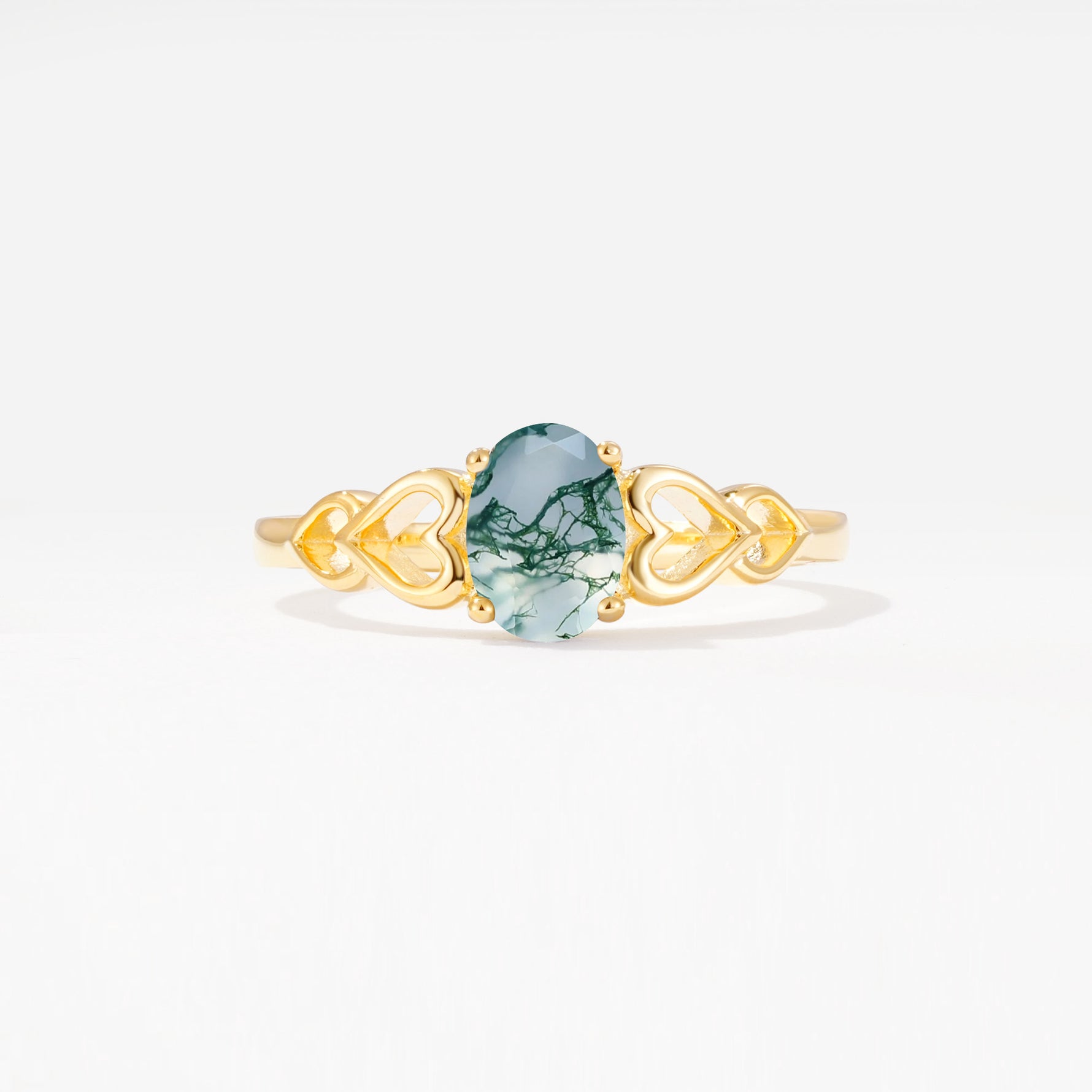 SR11911 Moss Agate Ring - Yellow-Gold