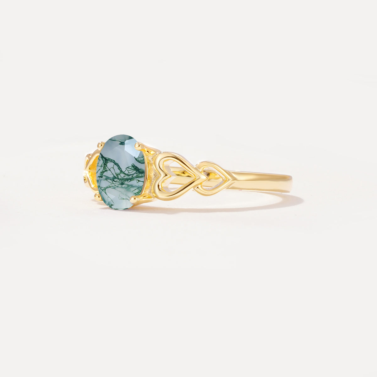 SR11911 Moss Agate Ring - White-Gold