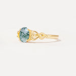 SR11911 Moss Agate Ring - White-Gold