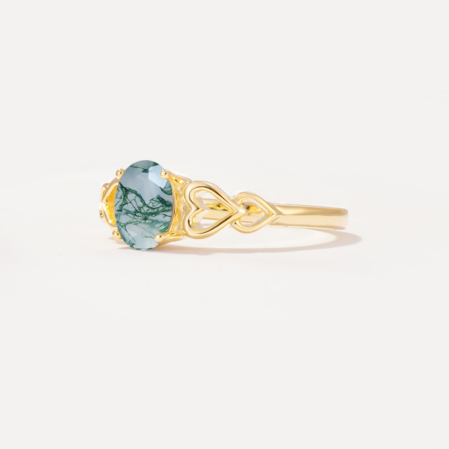 SR11911 Moss Agate Ring - White-Gold