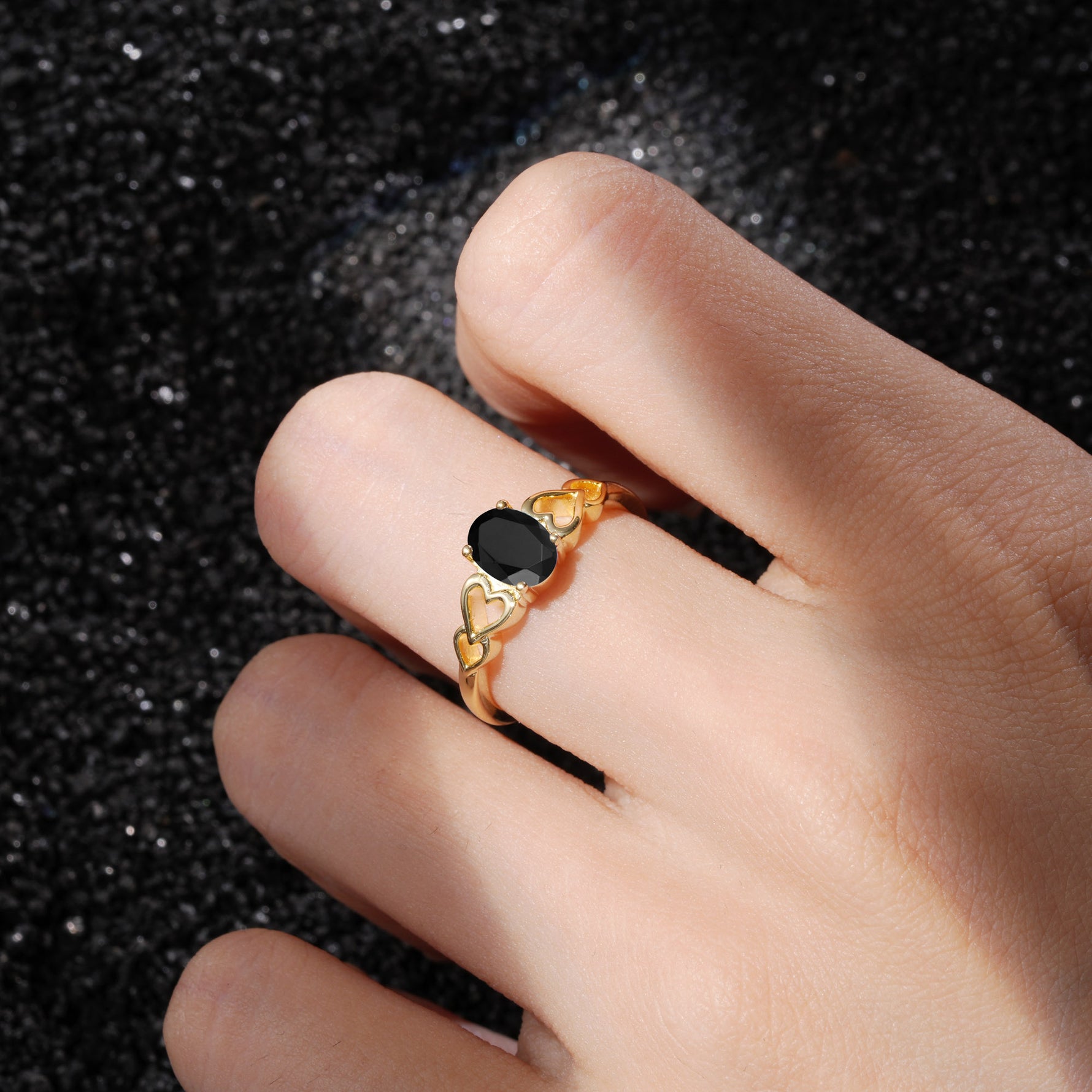 SR11911 Black Onyx Ring - Rose-Gold
