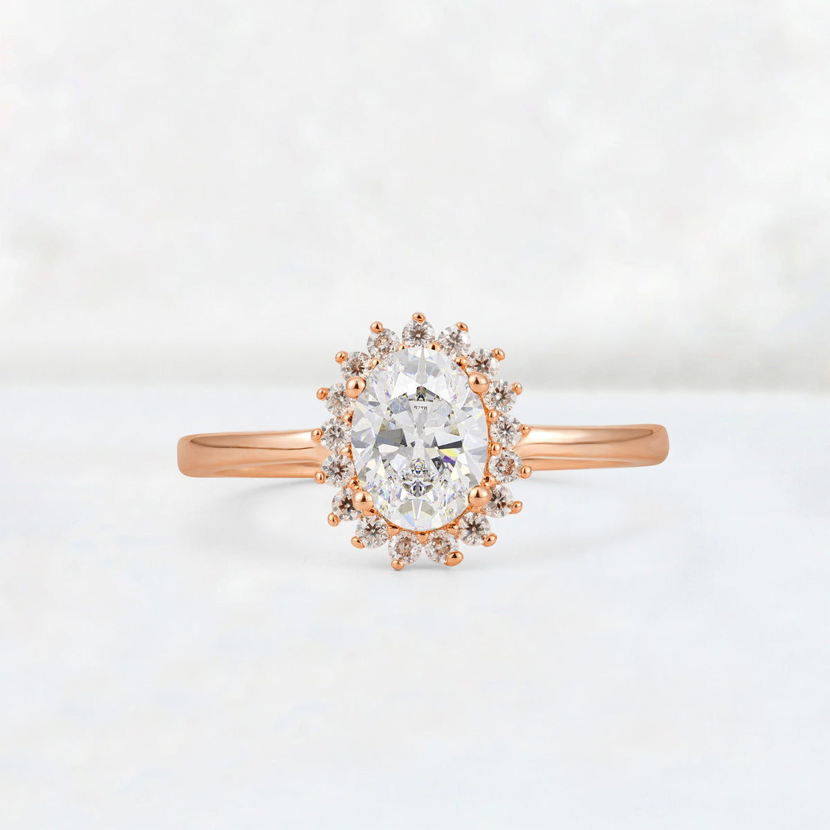Oval Moissanite Halo Vintage Engagement Ring - Additional view