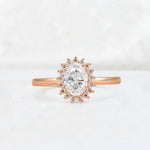 Oval Moissanite Halo Vintage Engagement Ring - Additional view