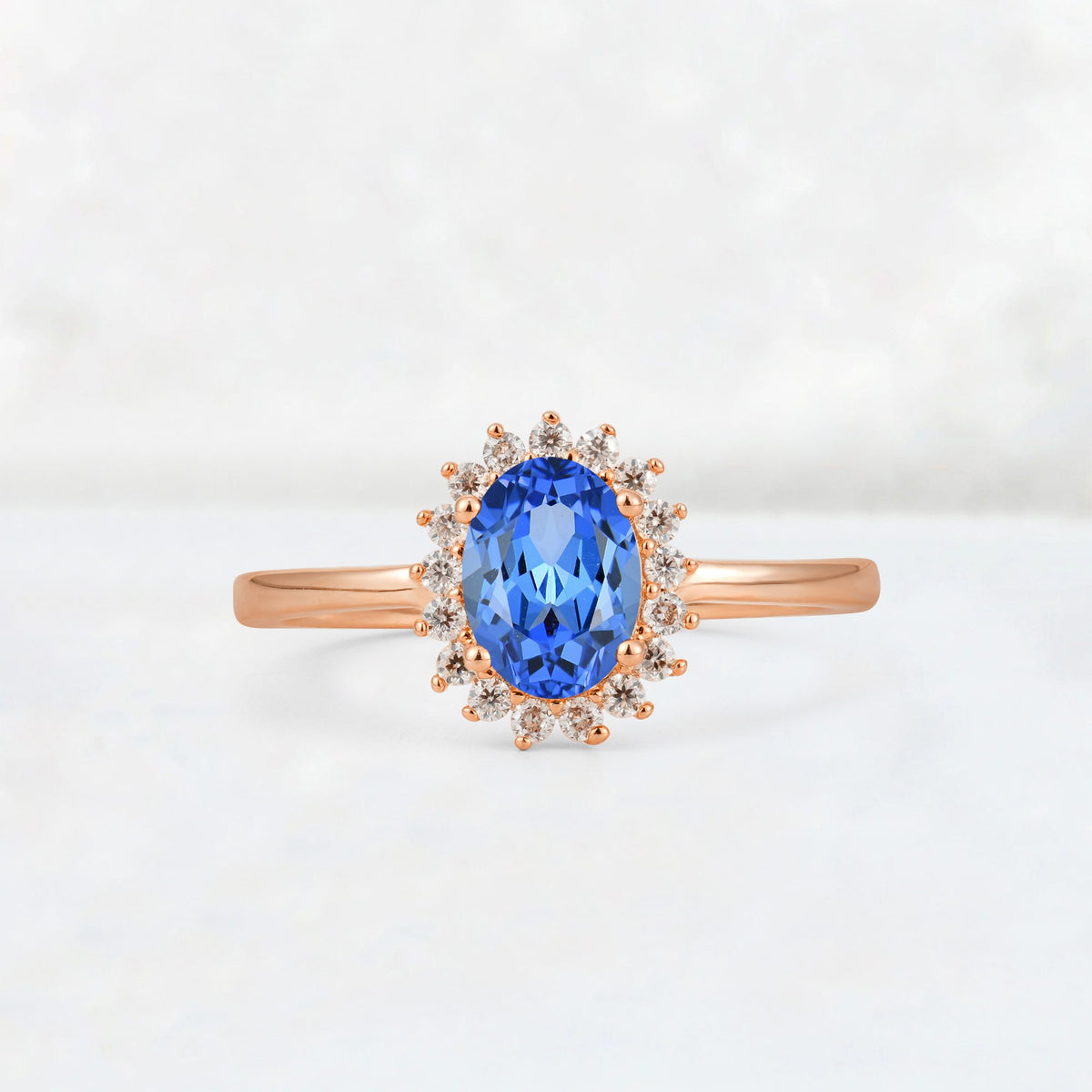 Oval Sapphire Halo Vintage Engagement Ring - Additional view