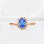 Oval Sapphire Halo Vintage Engagement Ring - Additional view