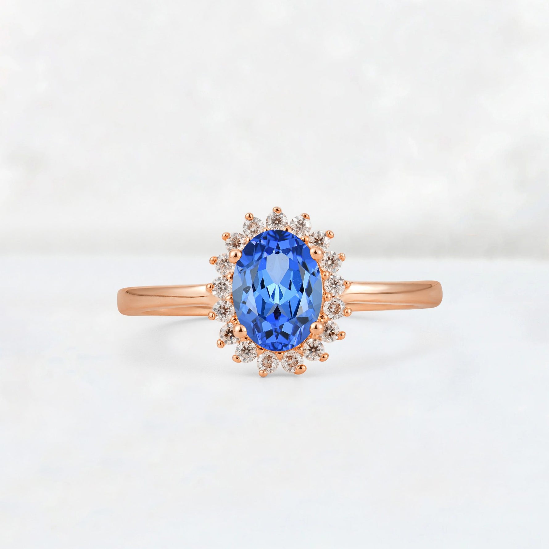 Oval Sapphire Halo Vintage Engagement Ring - Additional view