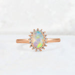 Oval Fire Opal Halo Vintage Engagement Ring - Additional view