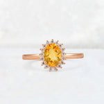 Oval Citrine Halo Vintage Engagement Ring - Additional view