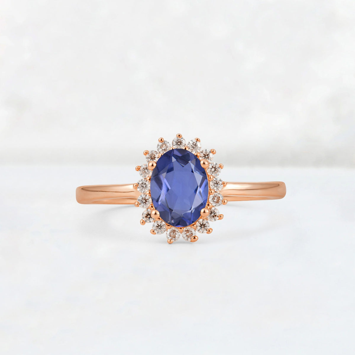 Oval Tanzanite Halo Vintage Engagement Ring - Additional view