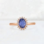 Oval Tanzanite Halo Vintage Engagement Ring - Additional view