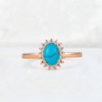 Oval Turquoise Halo Vintage Engagement Ring - Additional view