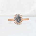 Oval Black Rutilated Quartz Halo Vintage Engagement Ring - Additional view