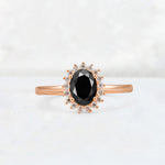 Oval Black Onyx Halo Vintage Engagement Ring - Additional view