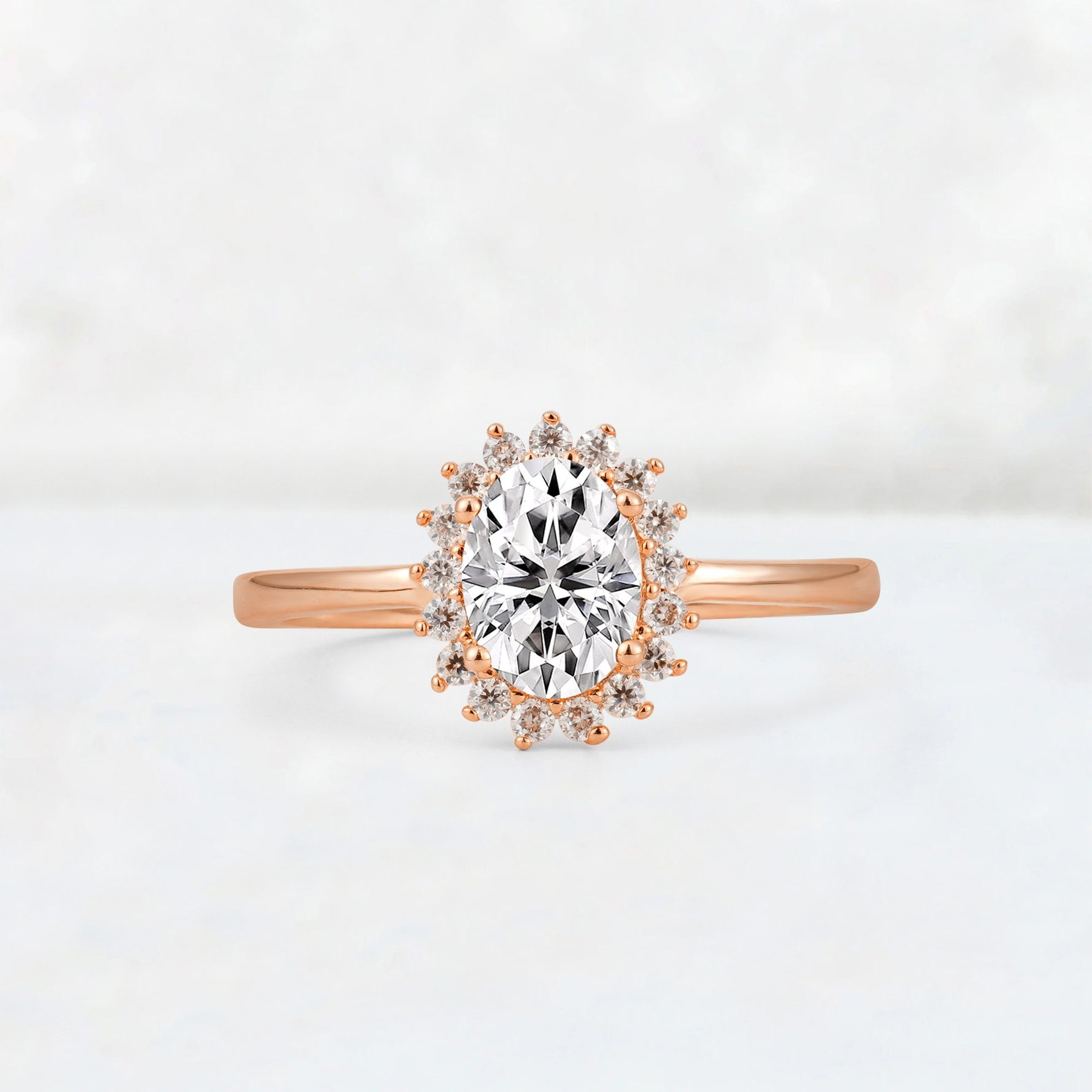 Oval Lab Diamond Halo Vintage Engagement Ring - Additional view