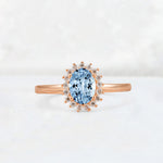 Oval Aquamarine Halo Vintage Engagement Ring - Additional view