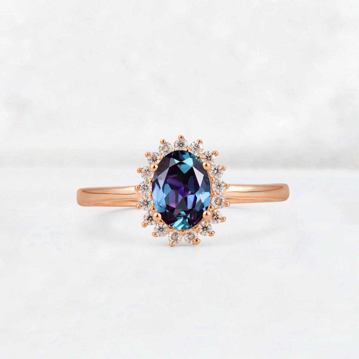 Oval Alexandrite Halo Vintage Engagement Ring - Additional view
