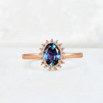 Oval Alexandrite Halo Vintage Engagement Ring - Additional view