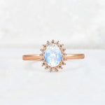 Oval Moonstone Halo Vintage Engagement Ring - Additional view