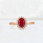 Oval Ruby Halo Vintage Engagement Ring - Additional view