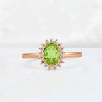 Oval Peridot Halo Vintage Engagement Ring - Additional view